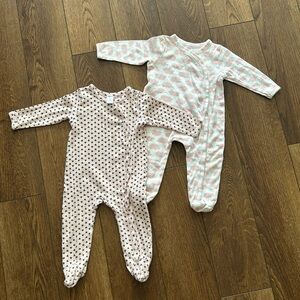 Nordstrom print snap cotton footies size 9 months set of 2